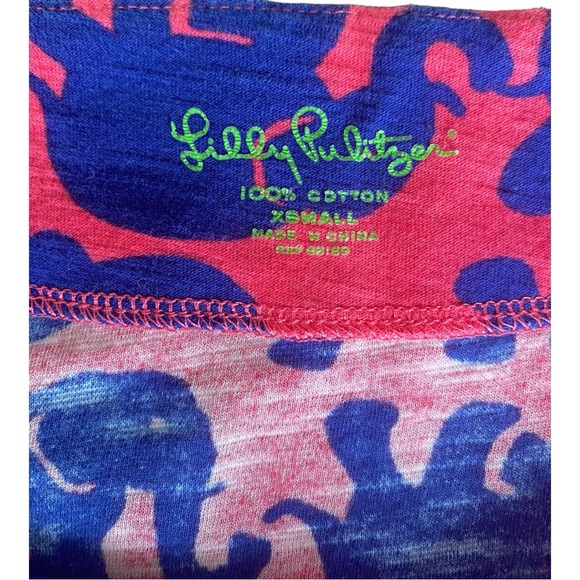 Lilly Pulitzer Pink and Blue Elephant dress. 3/4 sleeve cotton dress. Size XS - Picture 6 of 9